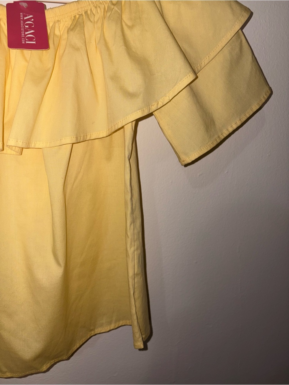 Agaci Yellow Off-Shoulder Ruffle Blouse - Size S - New - Picture 2 of 5